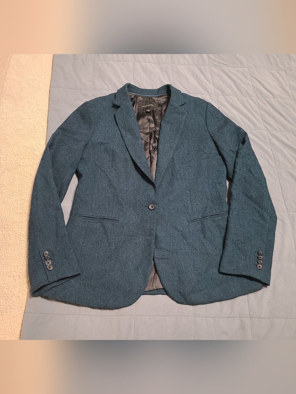 Banana Republic Wool Blend Twill Teal Black Blazer/Suit Jacket Size 10